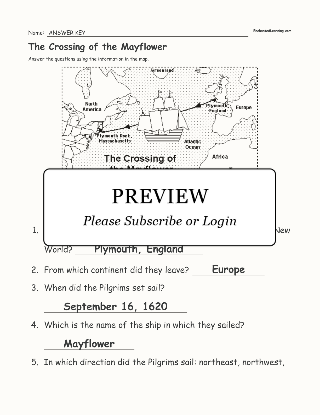 The Crossing of the Mayflower interactive worksheet page 3
