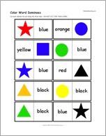 Color Word Dominoes, A Printable Game: Cards #2