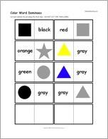 Color Word Dominoes, A Printable Game: Cards #3